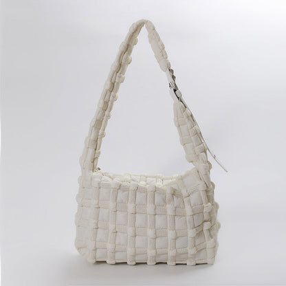 Checkered Cloud Puff Bag Trendy Nylon Shoulder Bag