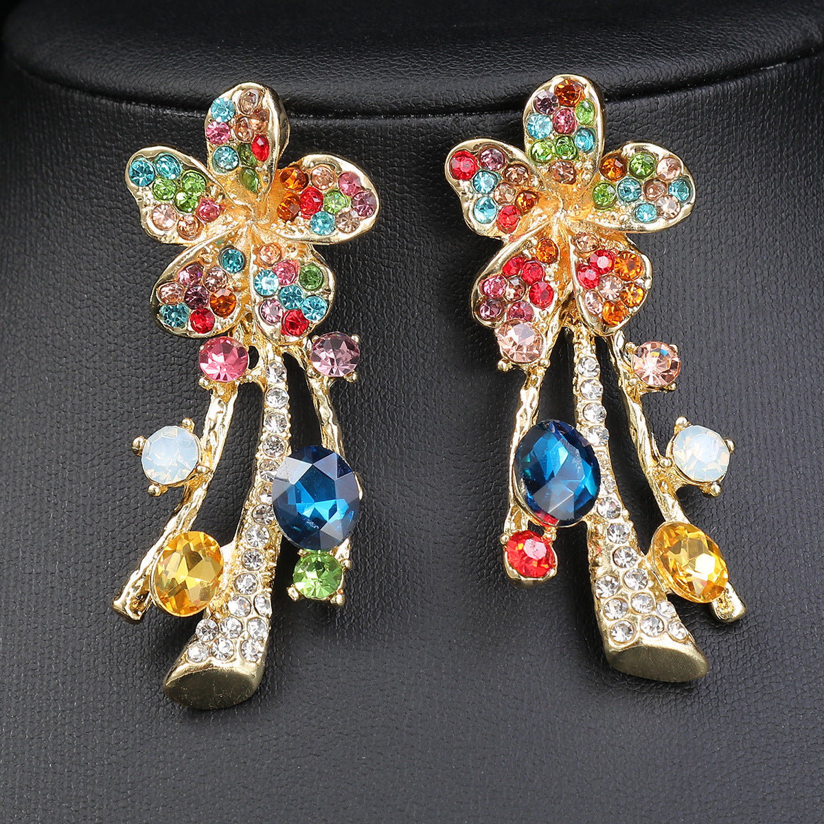 Bohemian Floral Statement Necklace and Earrings Set