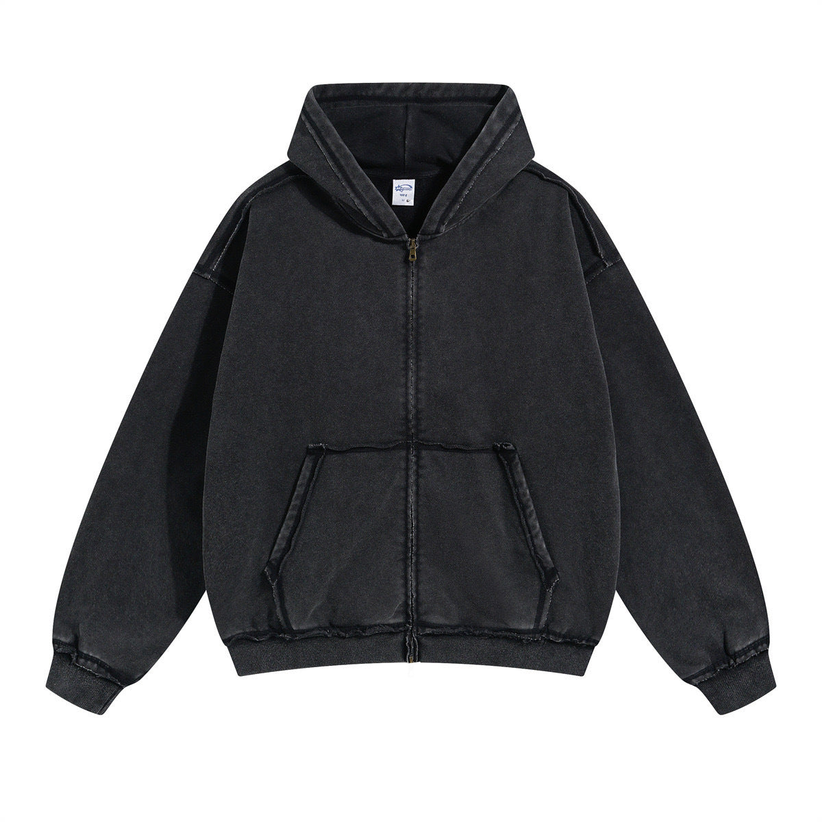 Washed Distressed Loose Casual Hooded Sweatshirt