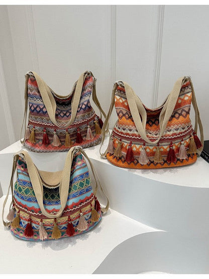 Casual Fringe Tote Bag Cotton for Daily Use