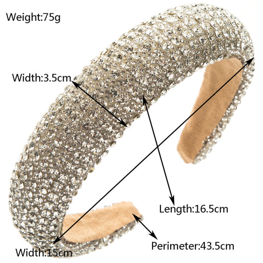 Sparkling Rhinestone Foam Headband for Women Glittering Party Accessory