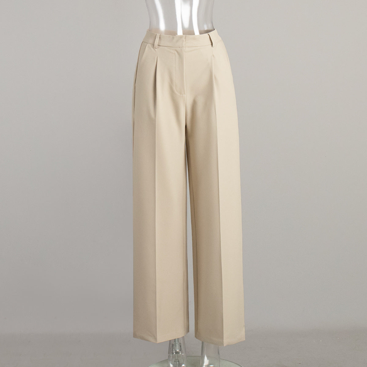 Women's Relaxed High-Waist Suit Trousers Casual Straight Pants