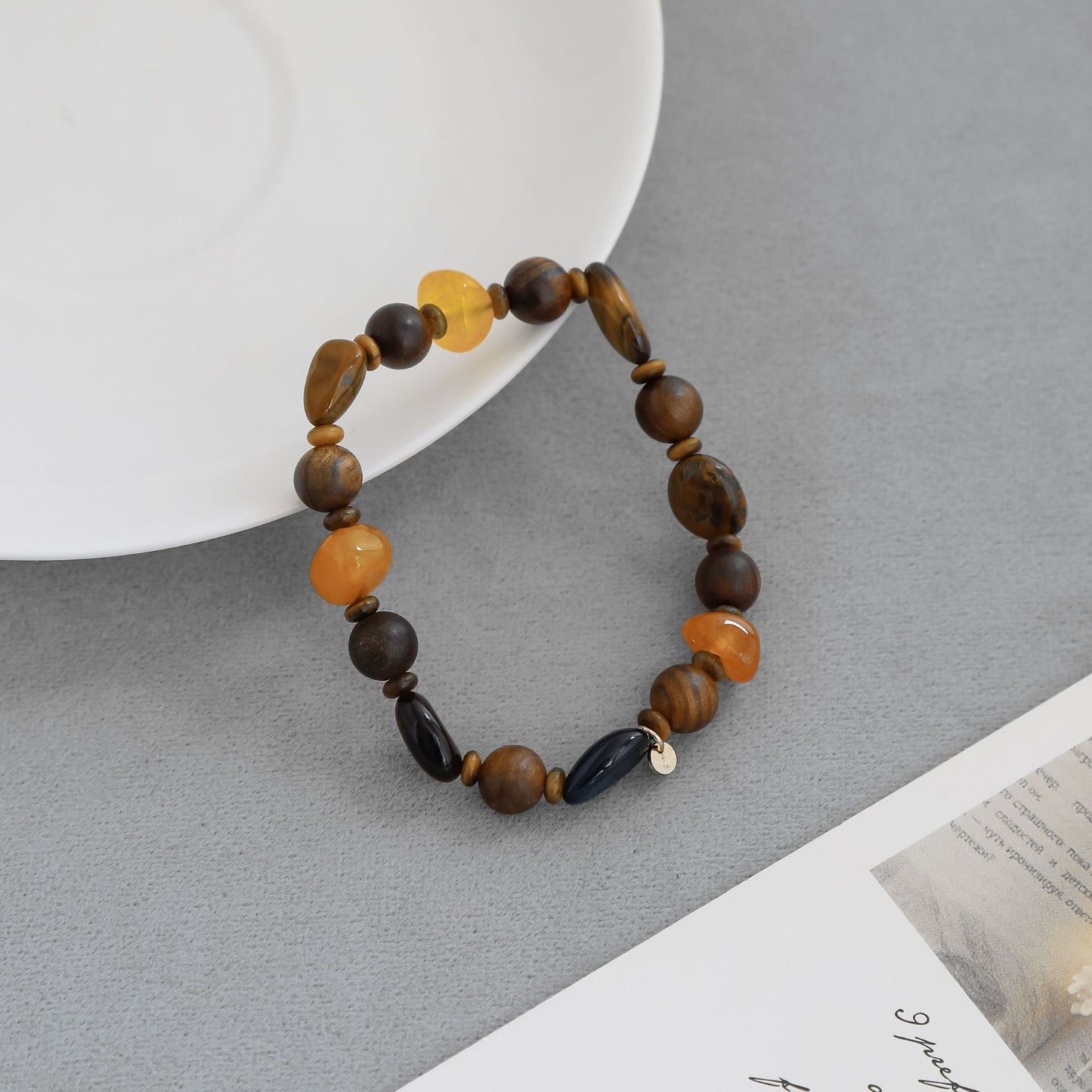 Natural Wood Round Beaded Handmade Bracelet