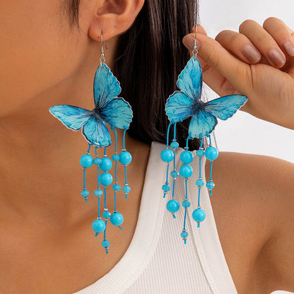 Colorful Butterfly Earrings Floral Design Acrylic Sweet Style