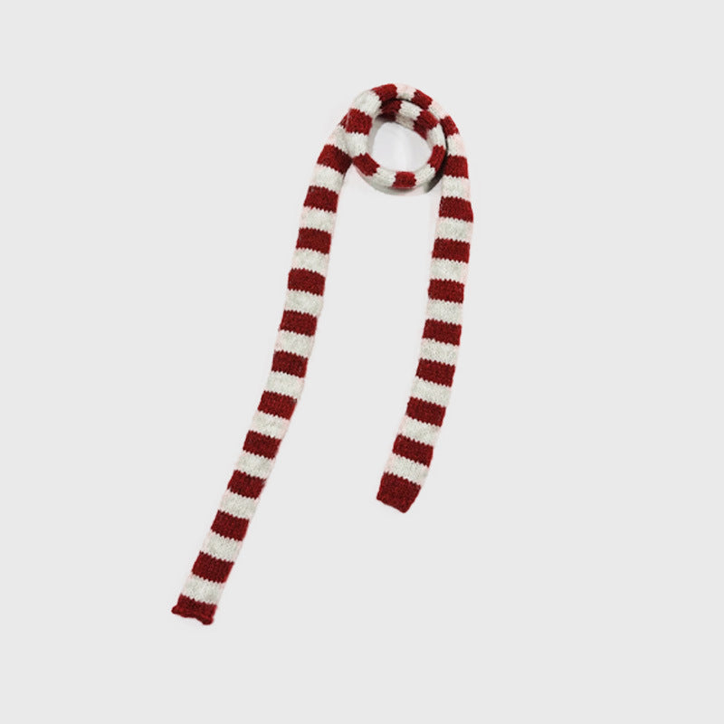 Striped Knit Scarf for Women - Acrylic Warm Fashion Accessory