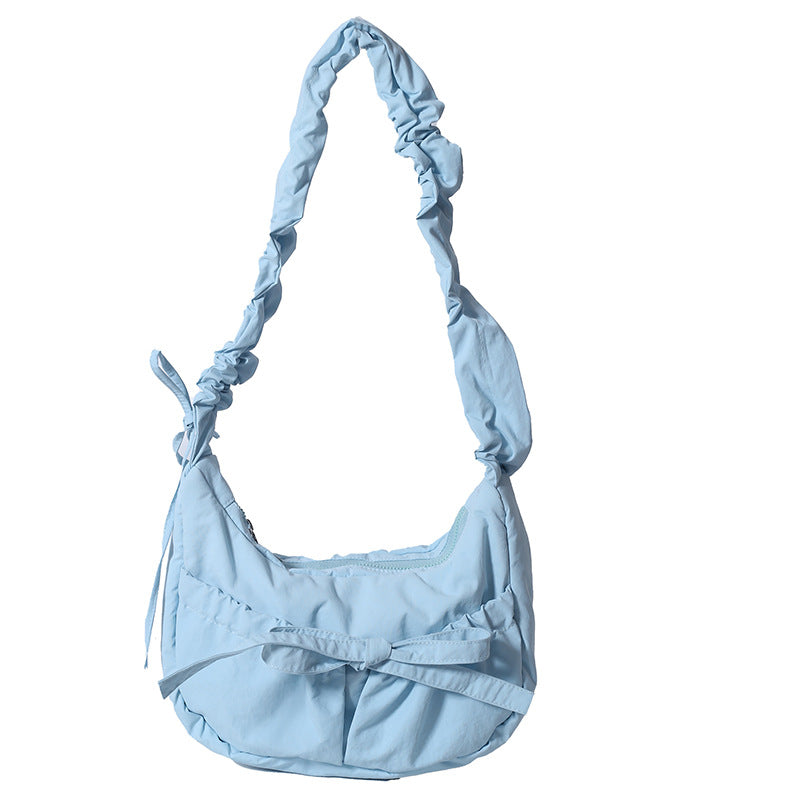 Trendy Casual Nylon Crossbody Bag With Drawstring Closure