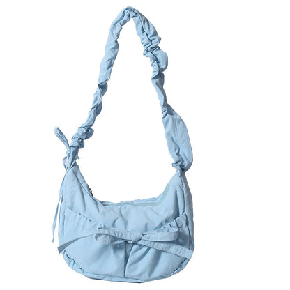 Trendy Casual Nylon Crossbody Bag With Drawstring Closure