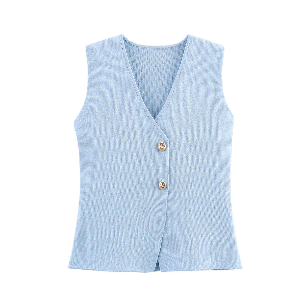 Casual Solid Color Button Down Knit Vest