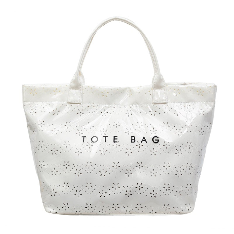 Women's Floral Cutout PVC Tote Bag Stylish Commuter Bag