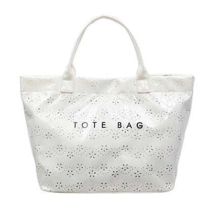 Women's Floral Cutout PVC Tote Bag Stylish Commuter Bag