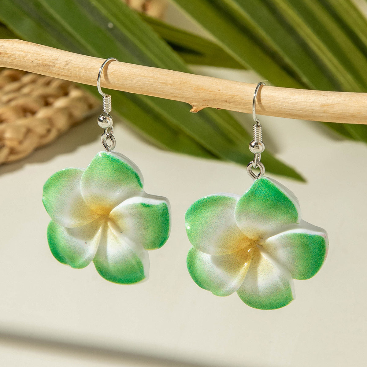 Gradient Flower Earrings Cute Fresh Style Resin Jewelry
