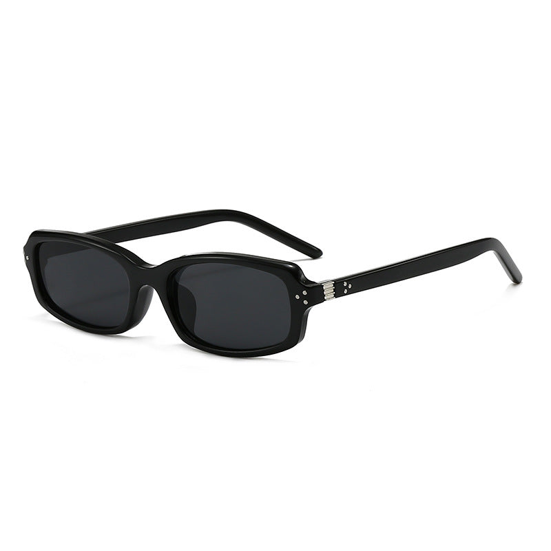 Rectangle Frame Sunglasses with Studs Trendy Casual UV400 Protection