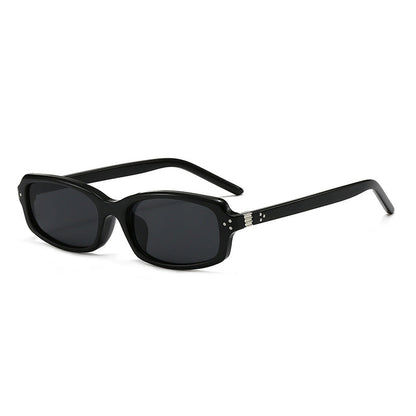 Rectangle Frame Sunglasses with Studs Trendy Casual UV400 Protection