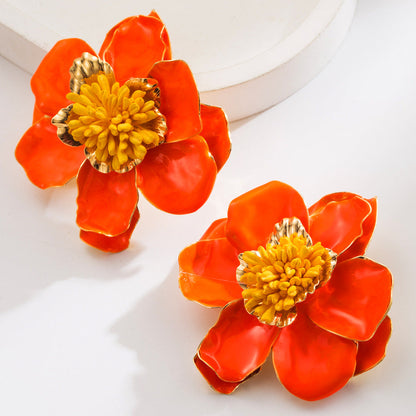 Elegant Vintage Camellia Flower Earrings Luxury Style