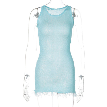 Trendy Sleeveless Bodycon Dress in Solid Colors