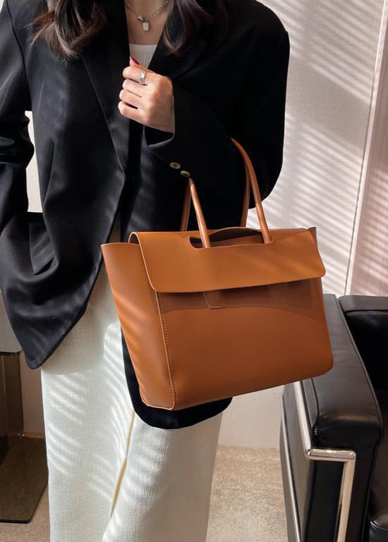 Spacious Pu Tote Bag With Minimalist Flap Design
