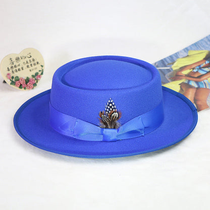 Trendy Pork Pie Wool Felt Hat for Men and Women