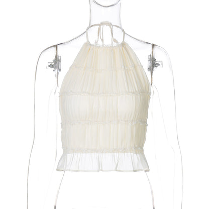 Trendy Sexy Backless Ruched Tie Top for Women