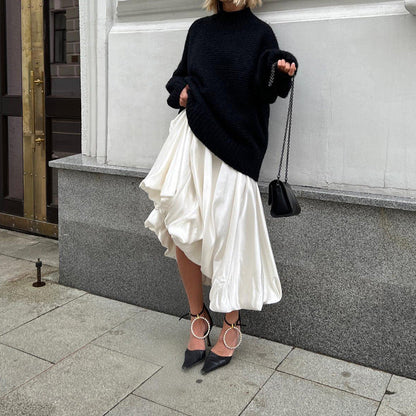 Balloon Skirt Stylish Casual Solid High-Waisted Fluffy Skirt