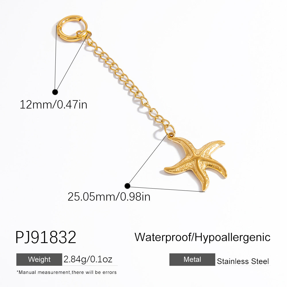 Stainless Steel Starfish & Shell Pendant Jewelry