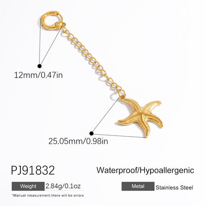 Stainless Steel Starfish & Shell Pendant Jewelry