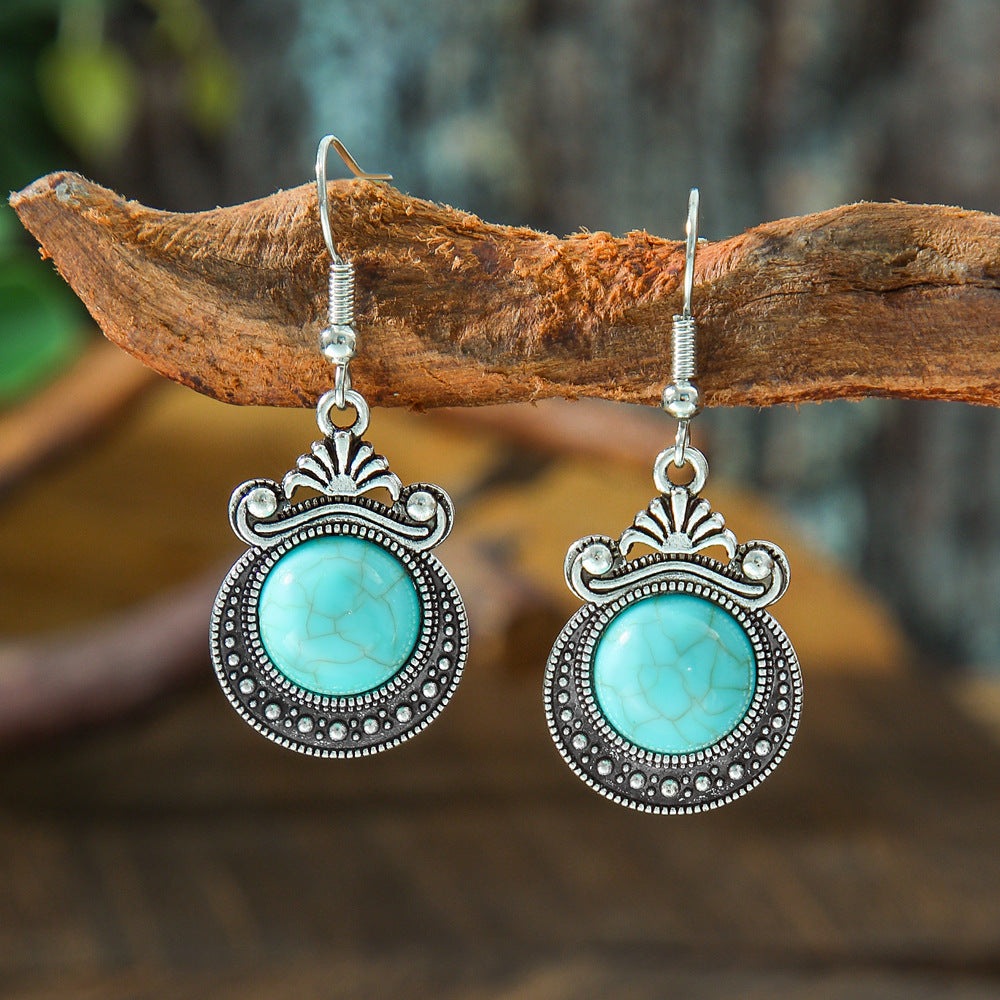 Bohemian Turquoise Teardrop Earrings Vintage Alloy Geometry