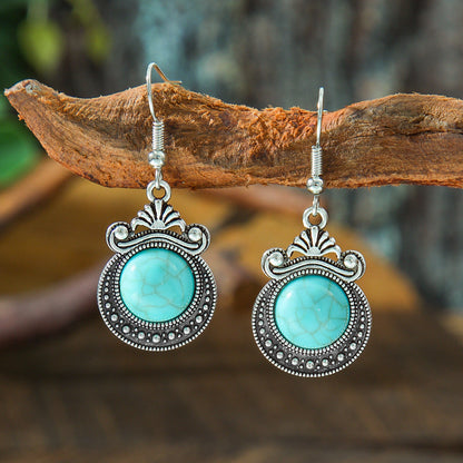Bohemian Turquoise Teardrop Earrings Vintage Alloy Geometry