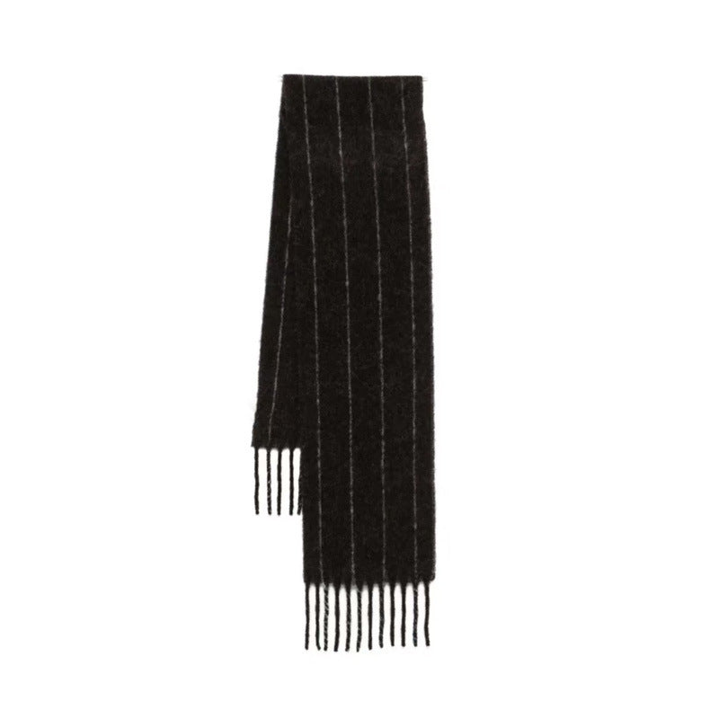 Vertical Striped Wool Blend Scarf Elegant Casual Neck Warmer