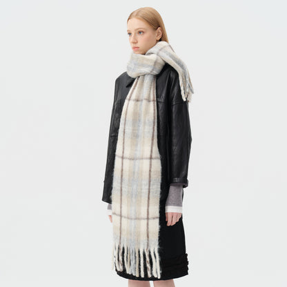 Chic Plaid Wool Blend Scarf for Women