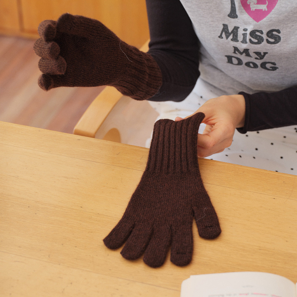 100% Pure Wool Touchscreen Fingerless Gloves for Women