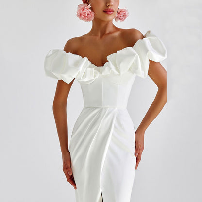 Elegant One-Shoulder Ruffle Maxi Dress for Women