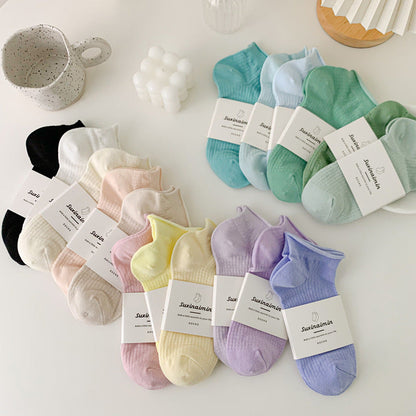 Simple Solid Color Low Ankle Socks