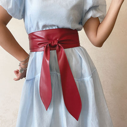 Trendy Wrap Wide Cinch PU Obi Belt