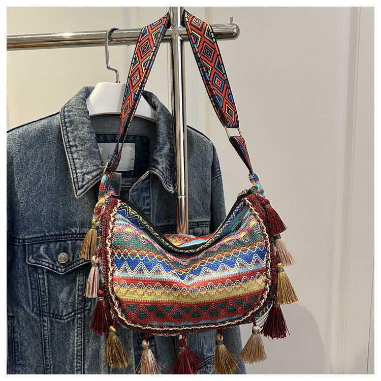 Bohemian Fringe Tote Bag Stylish Crossbody Purse
