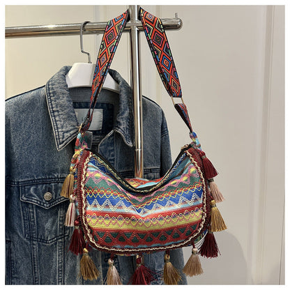 Bohemian Fringe Tote Bag Stylish Crossbody Purse