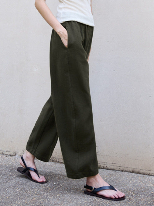 High Waist Tencel Linen Carrot Pants for Women - Elegant Relaxed Fit