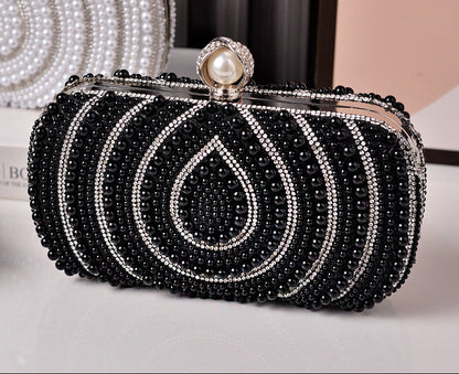 Pearl Detail Retro Clutch Bag for Women