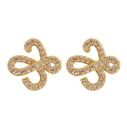S925 Silver Geometric Zircon Stud Earrings For Women