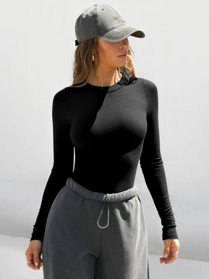 New Y2K Style Ribbed Long Sleeve T-Shirt for Women