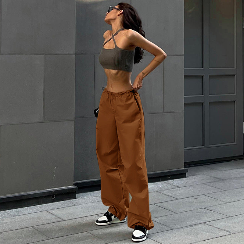 Trendy Wide-Leg Casual Pants with Drawstring Waist
