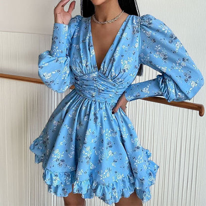 Sleeveless Floral Print A-Line Dress with Backless Design