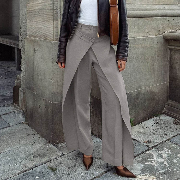 French High-Waisted Wide-Leg Pants For Women