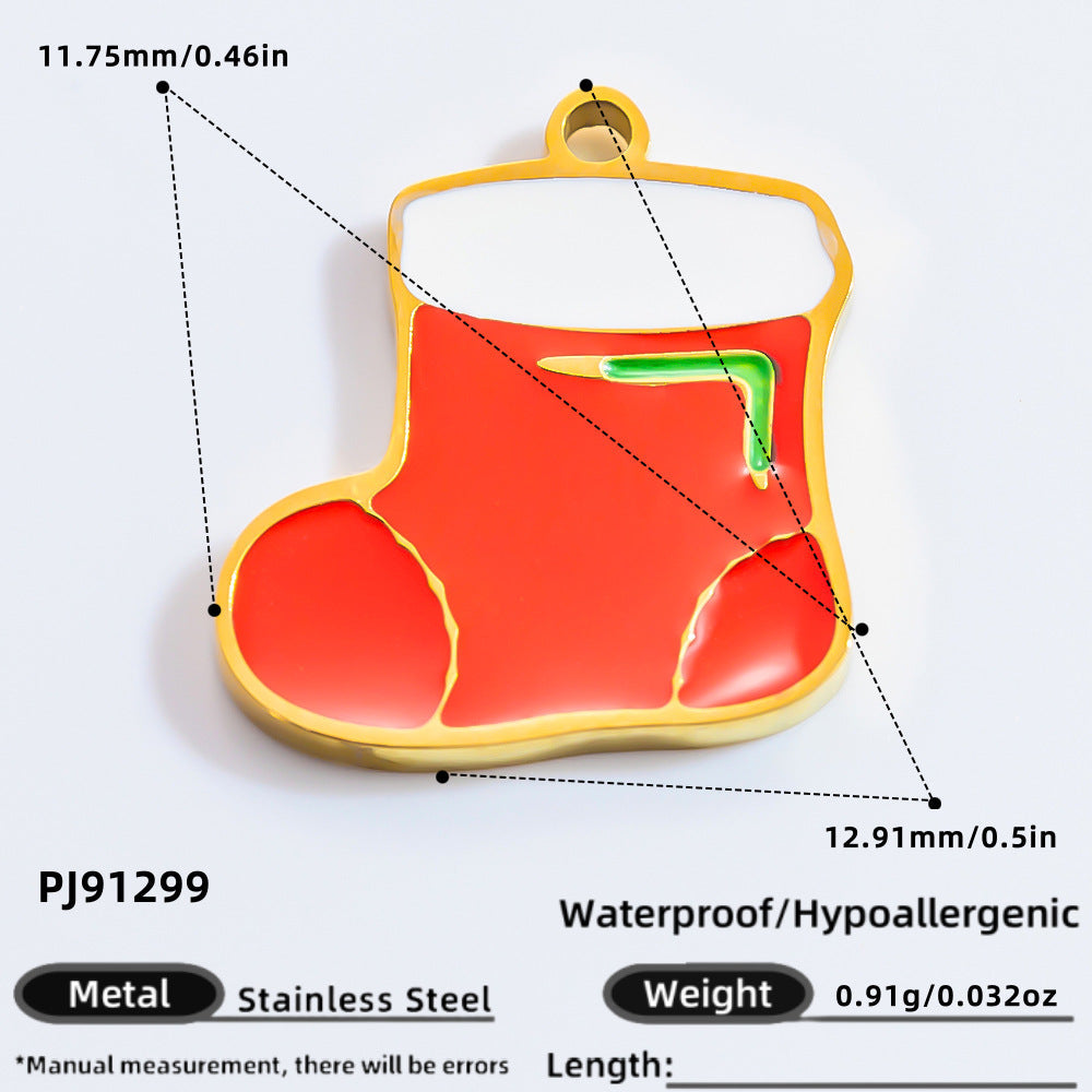 DIY Christmas-Themed 18K Gold-Plated Stainless Steel Pendant Accessories