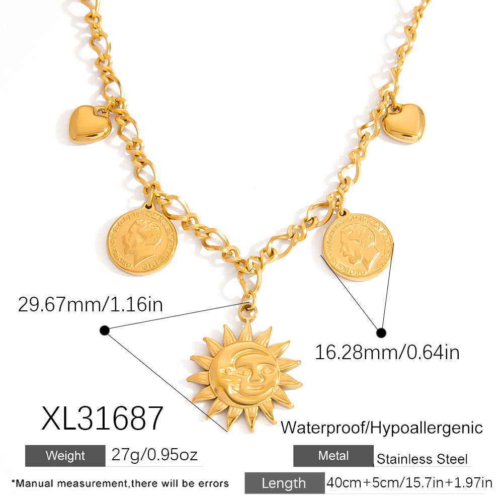 Skull Heart Pendant Stainless Steel Necklace Chic Luxury