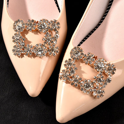 Bridal Shoe Accessories Square Crystal Metal Shoe Clips
