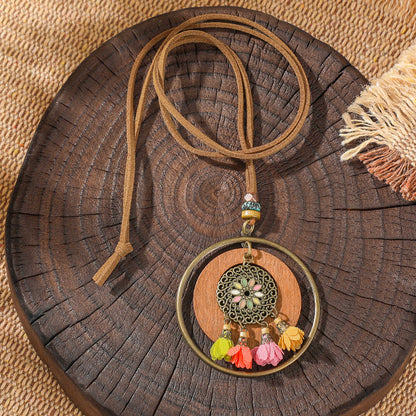 Trendy Ethnic-Inspired Butterfly Flower Necklace With Tassels