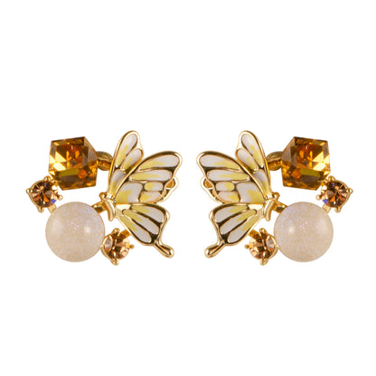 Sweet Crystal Butterfly Floral Earrings For Women
