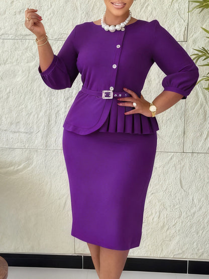 Elegant Ruched Bodycon Dress With Ruffled Neckline