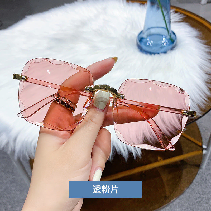 Trendy Fashionable Frameless Sunglasses Pink UV400 Protection