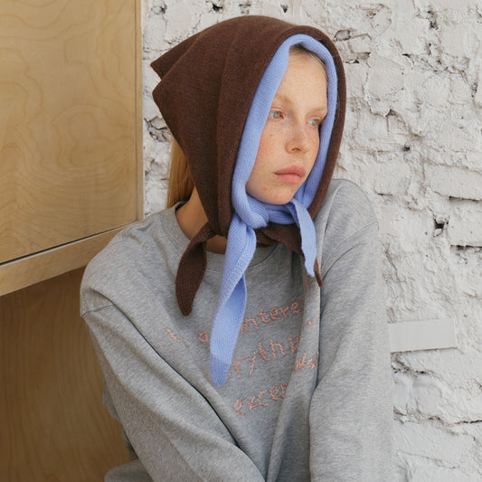 Hand Knitted Triangle Scarf Women Soft Rabbit Hair Wool Blend